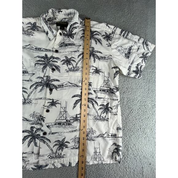 Outdoor Life Shirt Mens XL Button Down White Boat Beach Short Sleeve Rayon - Picture 2 of 7